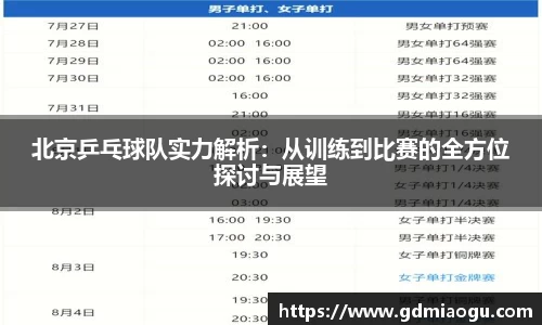 北京乒乓球队实力解析：从训练到比赛的全方位探讨与展望