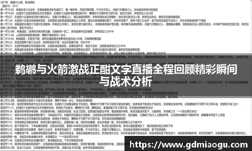 鹈鹕与火箭激战正酣文字直播全程回顾精彩瞬间与战术分析